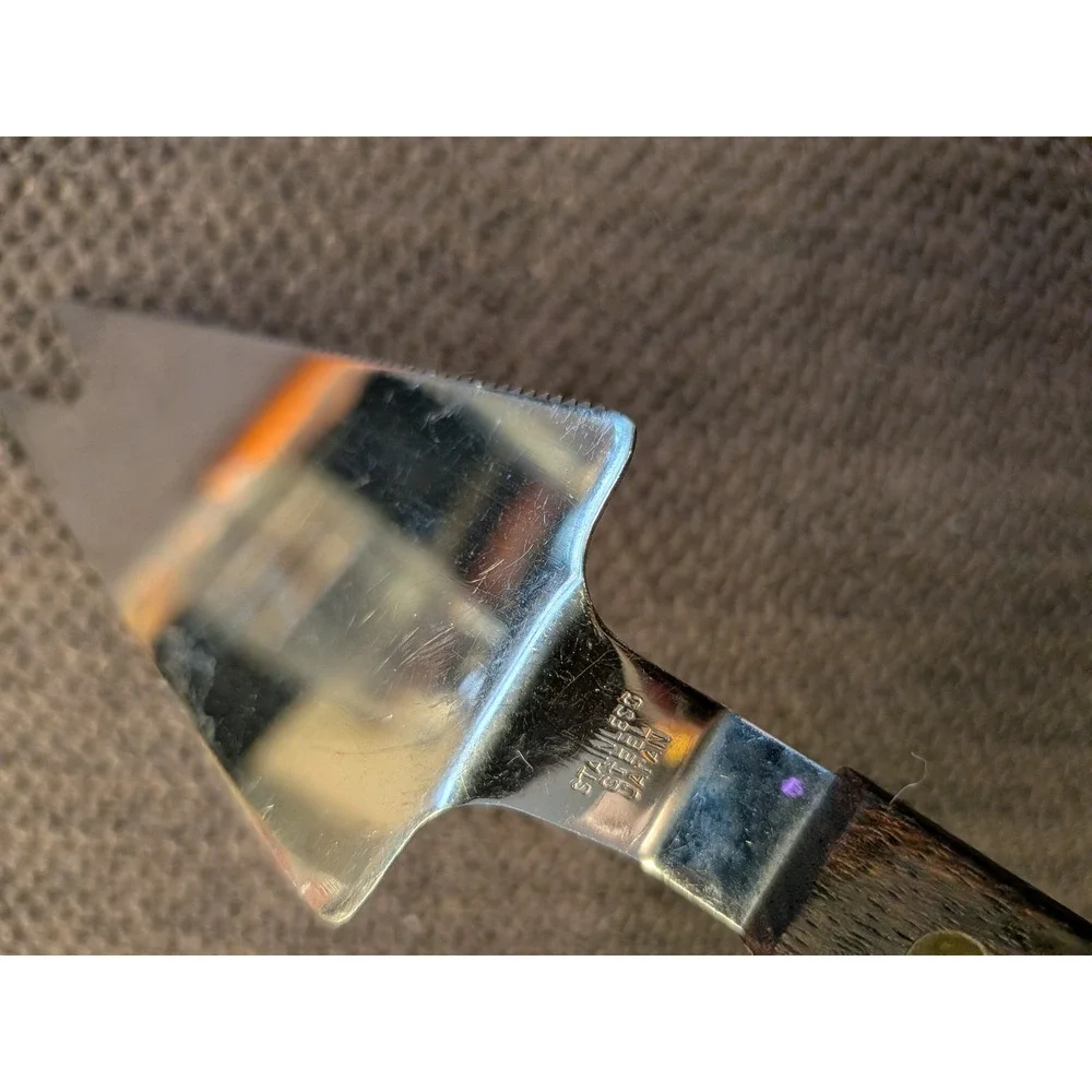 Vintage Stainless Steel Japan Wood Handle Cheese Knife & Spreader Set